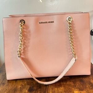 Michael Kors Blush Pink Teagan Shoulder Bag with Gold Chain